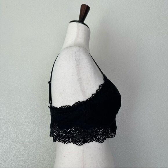 Aerie Laser Cut Lace Wireless Adjustable Strap Black Brallette - Picture 3 of 12